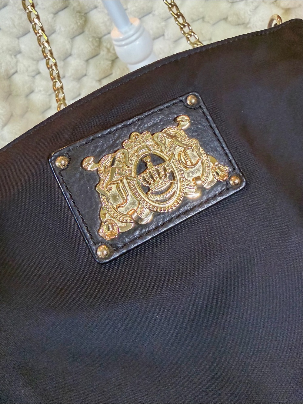 Black Juicy Couture Purse with Gold Crest & Hardware